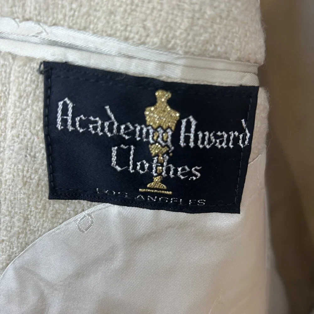 Adolfo Men's Vintage 80s Wool Blend Cream Nubby Sports Coat Blazer Size 40R